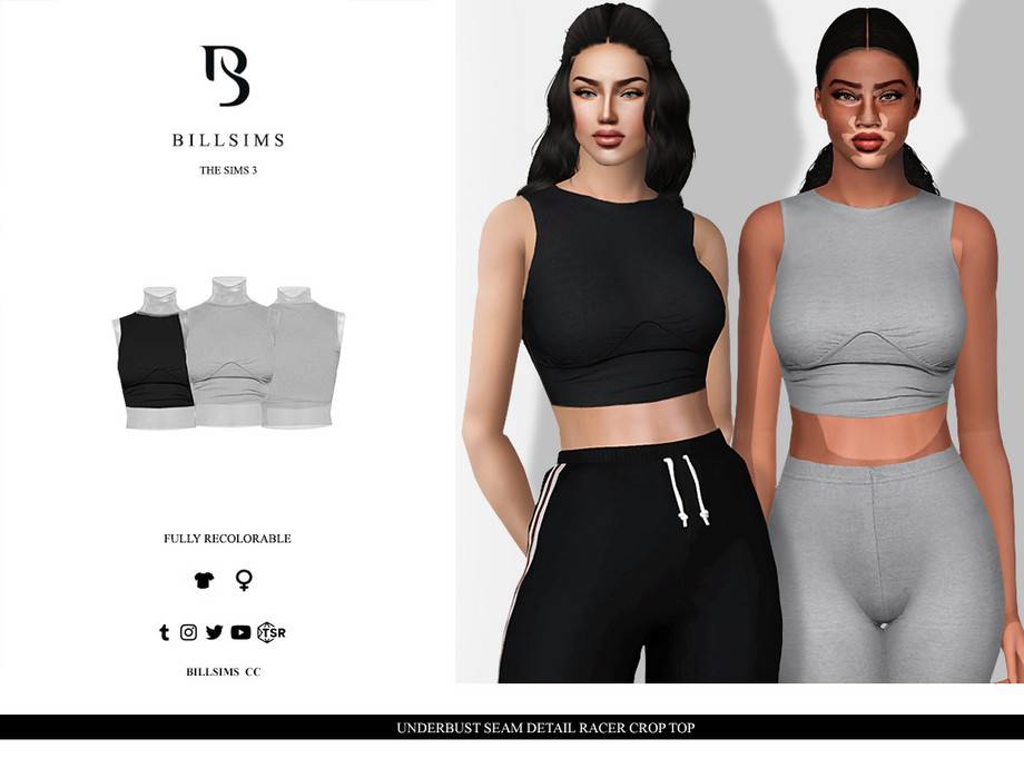 Топ Underbust Seam Detail Racer Crop Top для Симс 3
