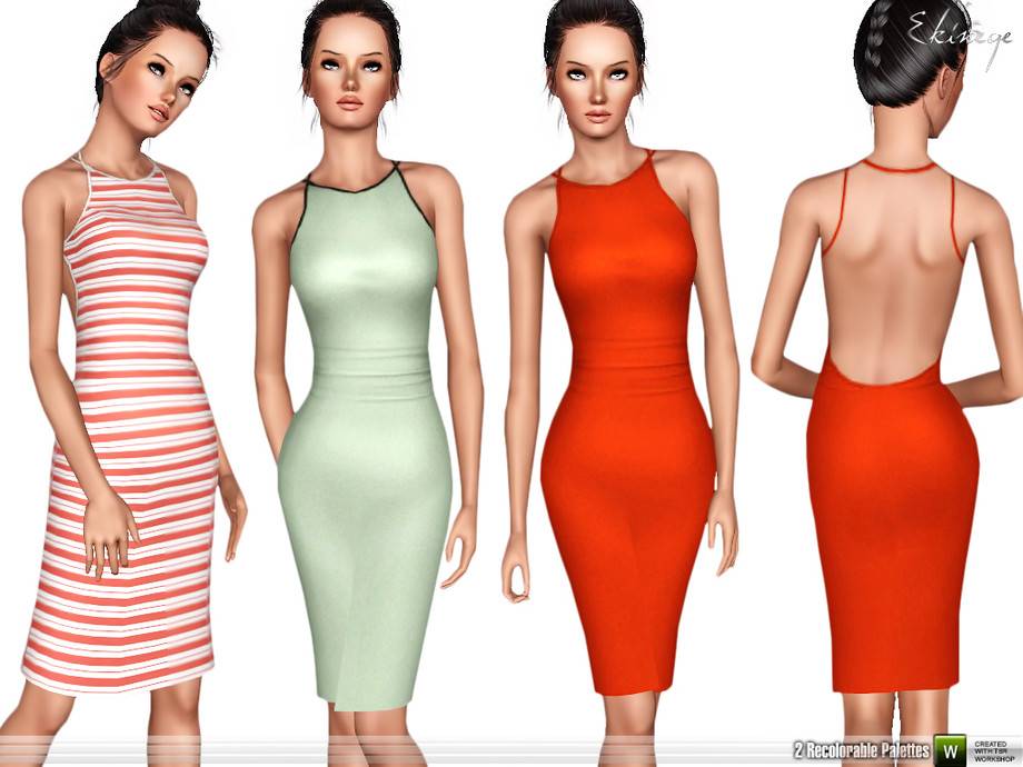Платье Open Back Dress для Симс 3