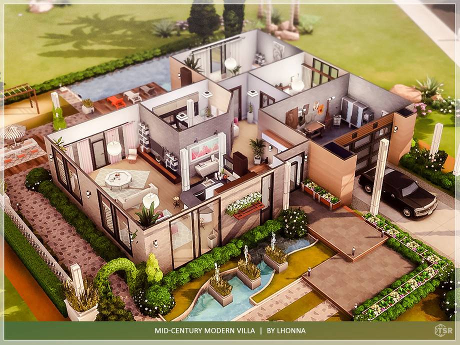 Вилла Mid-century для Симс 4 - фото 8