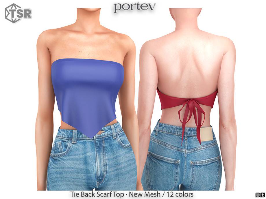 Топ Tie Back Scarf для Симс 4