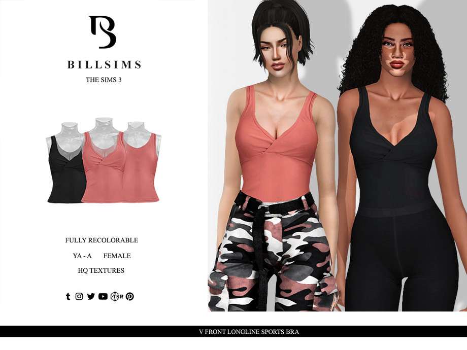 Бра V Front Longline Sports Bra для Симс 3