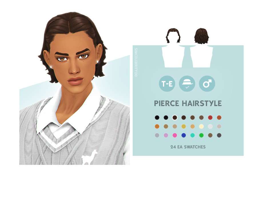 Мужская прическа Pierce для Симс 4