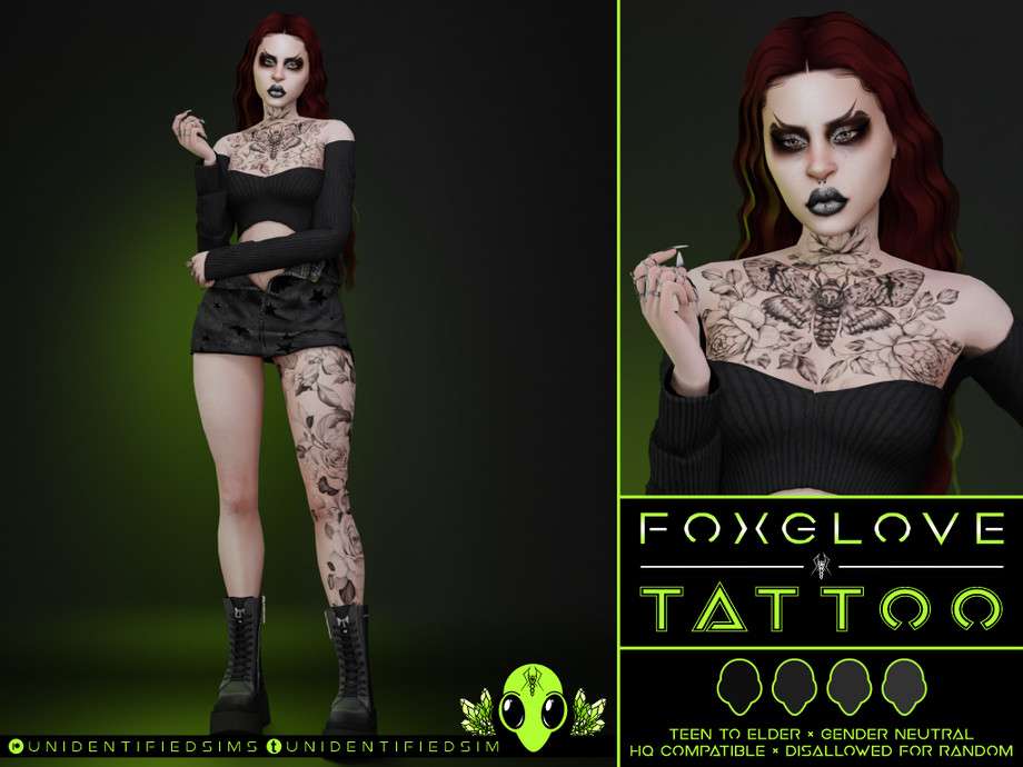 Татуировка Foxglove для Симс 4