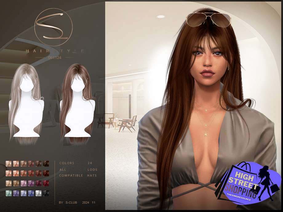 Женская прическа 061124 для Симс 4