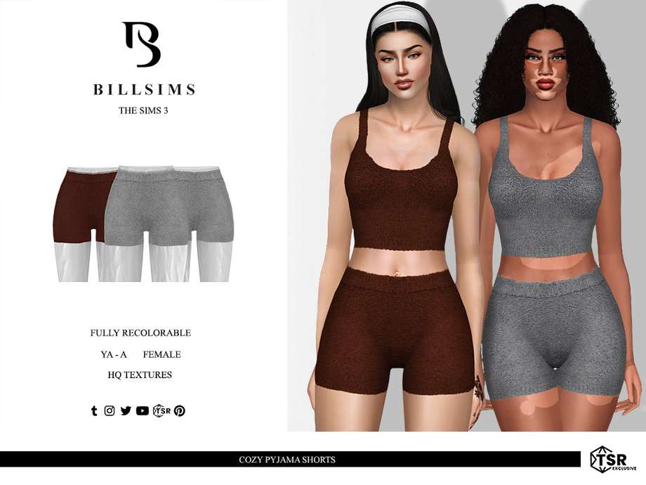 Шорты Cozy Pyjama Shorts для Симс 3