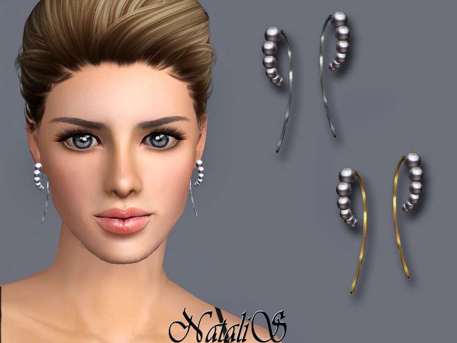 Серьги NataliS TS3 Graduated pearl wire earrings для Симс 3