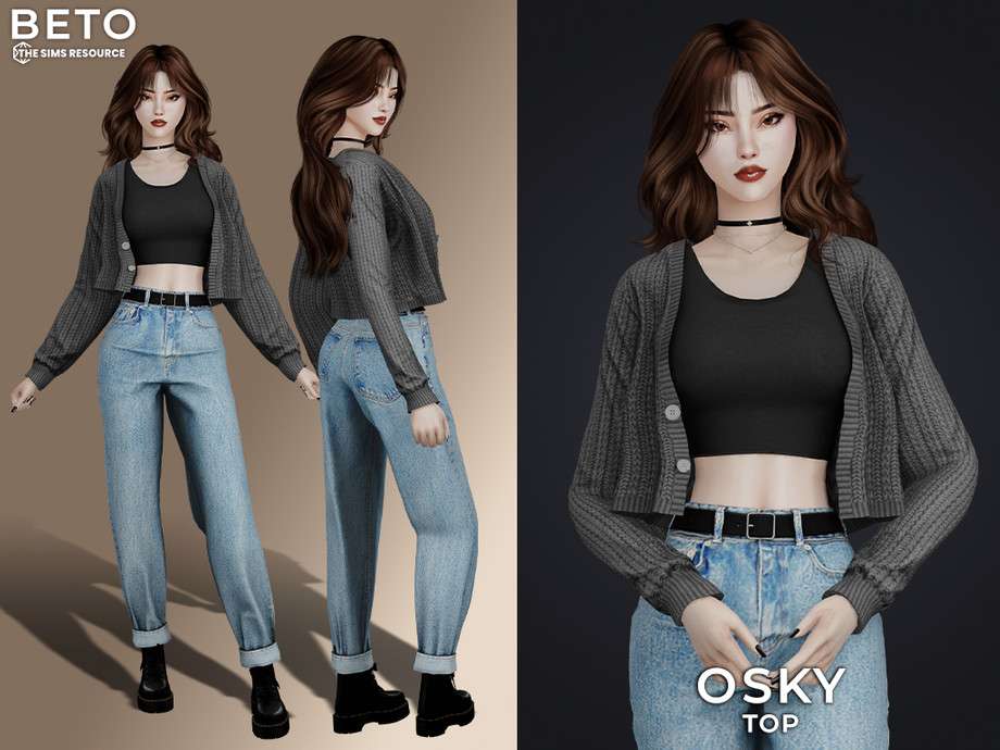 Кардиган Osky для Симс 4