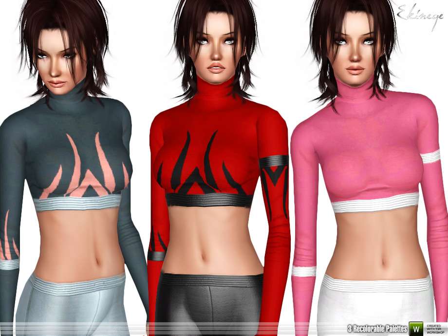 Топ Leather Detail Crop Top для Симс 3