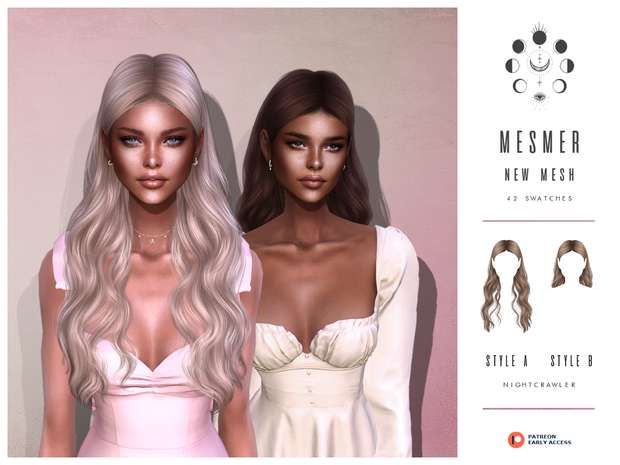 Женская прическа MESMER для Симс 4