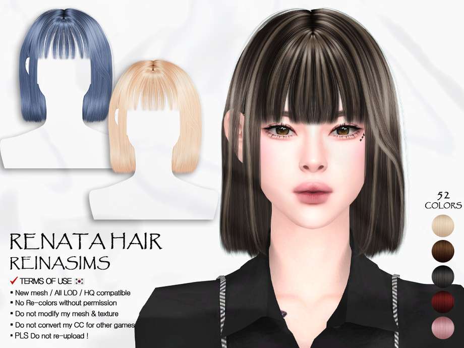 Женская прическа Renata для Симс 4