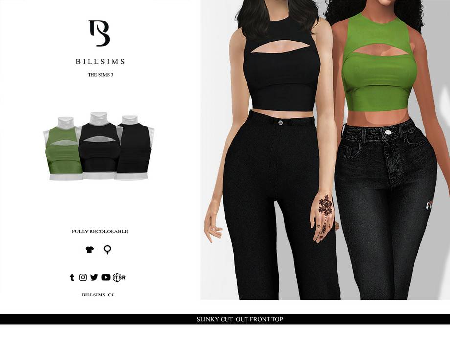 Топ Slinky Cut Out Front Top для Симс 3