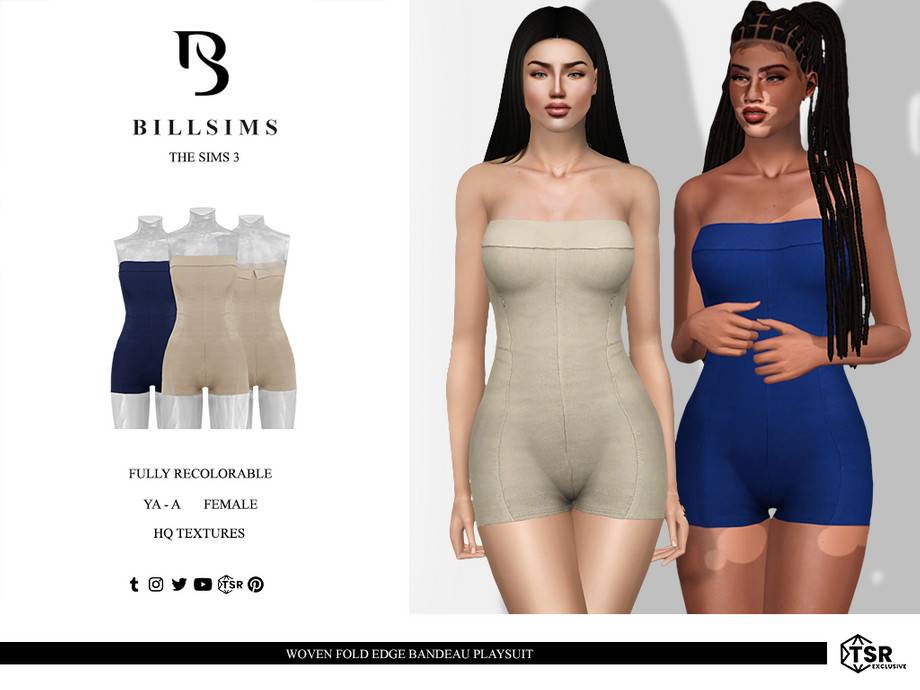 Комбинезон Woven Fold Edge Bandeau Playsuit для Симс 3