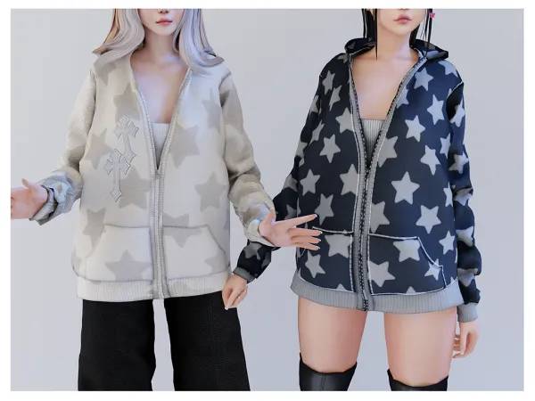 Толстовка оверсайз с майкой для Симс 4