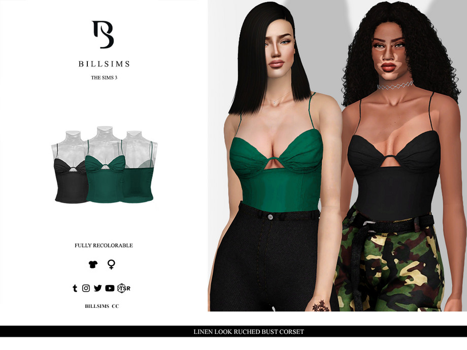 Корсет Linen Look Ruched Bust Corset для Симс 3