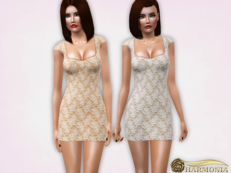 Платье Lace Contrast Bodycon для Симс 3