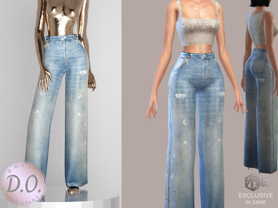 Distressed Wide Leg Jeans DO0328 2