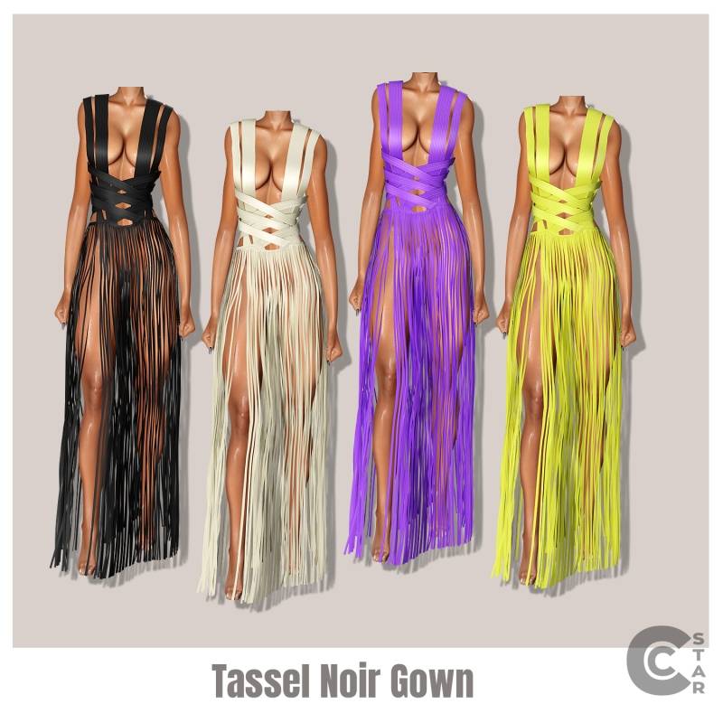Платье Tassel Noir для Симс 4 - фото 1