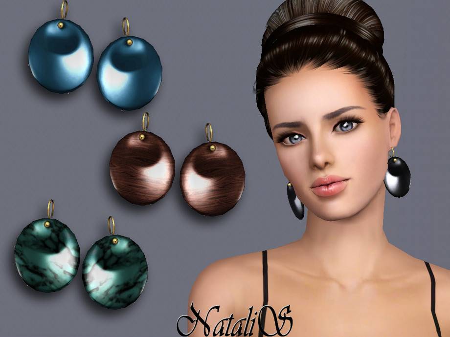 Серьги NataliS TS3 Disc drop earrings FT-FA для Симс 3
