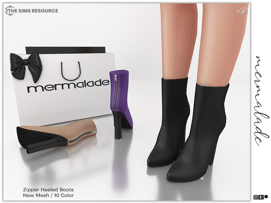 Zipper Heeled Boots S324 1