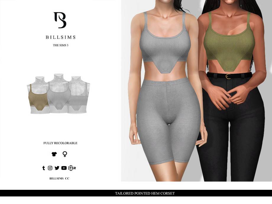 Корсет Tailored Pointed Hem для Симс 3