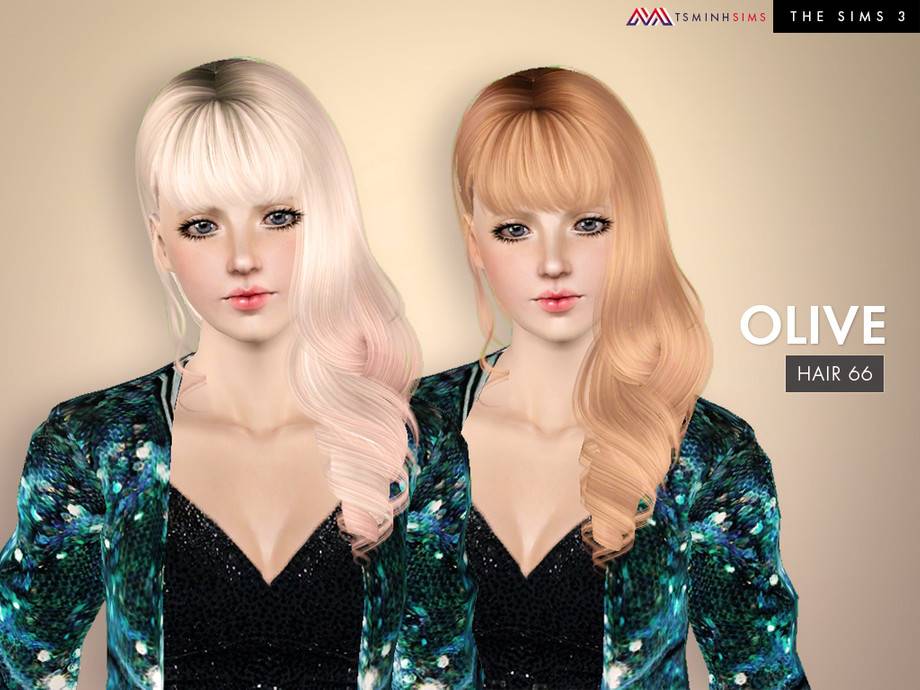 Женская прическа Olive (Hair 66) для Симс 3