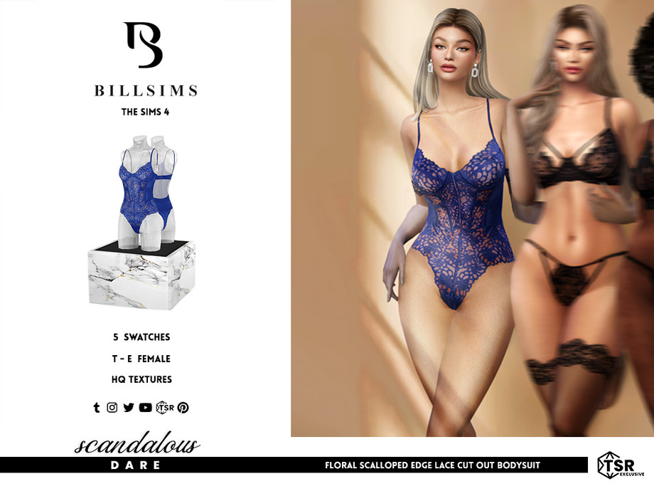 Floral Scalloped Edge Lace Cut Out Bodysuit 1