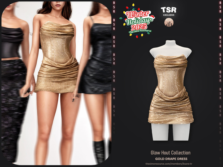 Glow Hour Collection - Gold Drape Dress BD1650 1