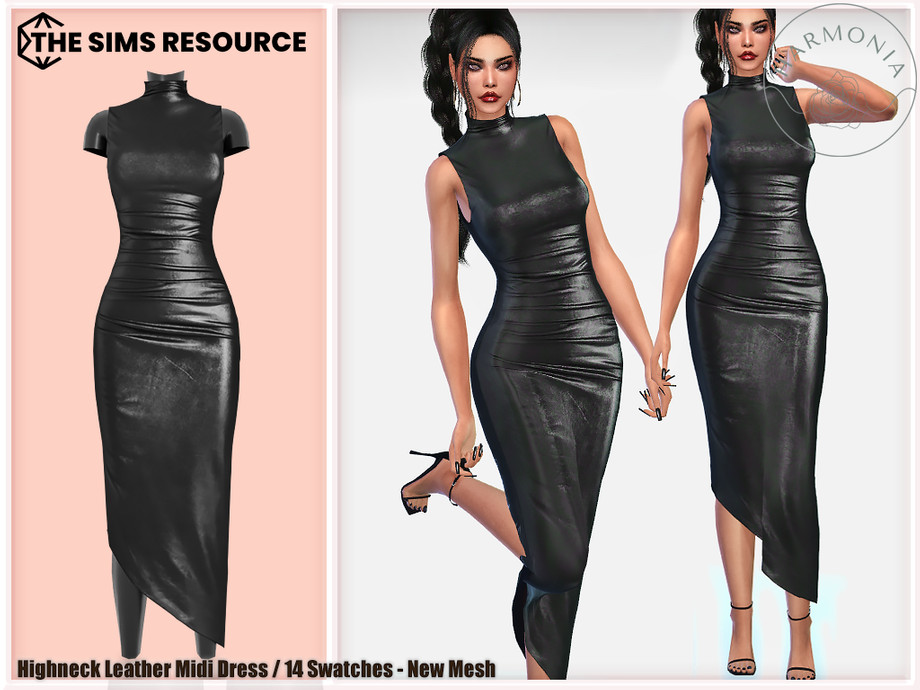 Highneck Leather Midi Dress 1