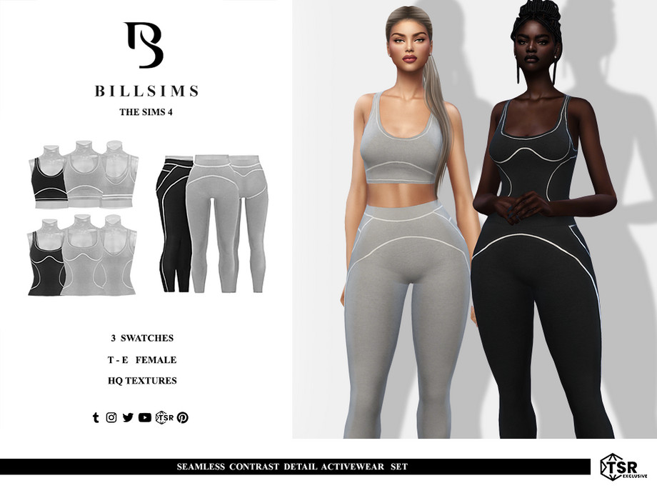 Seamless Contrast Detail Activewear Set 1