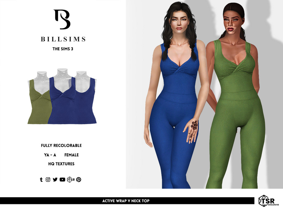 Топ Active Wrap V Neck для Симс 3