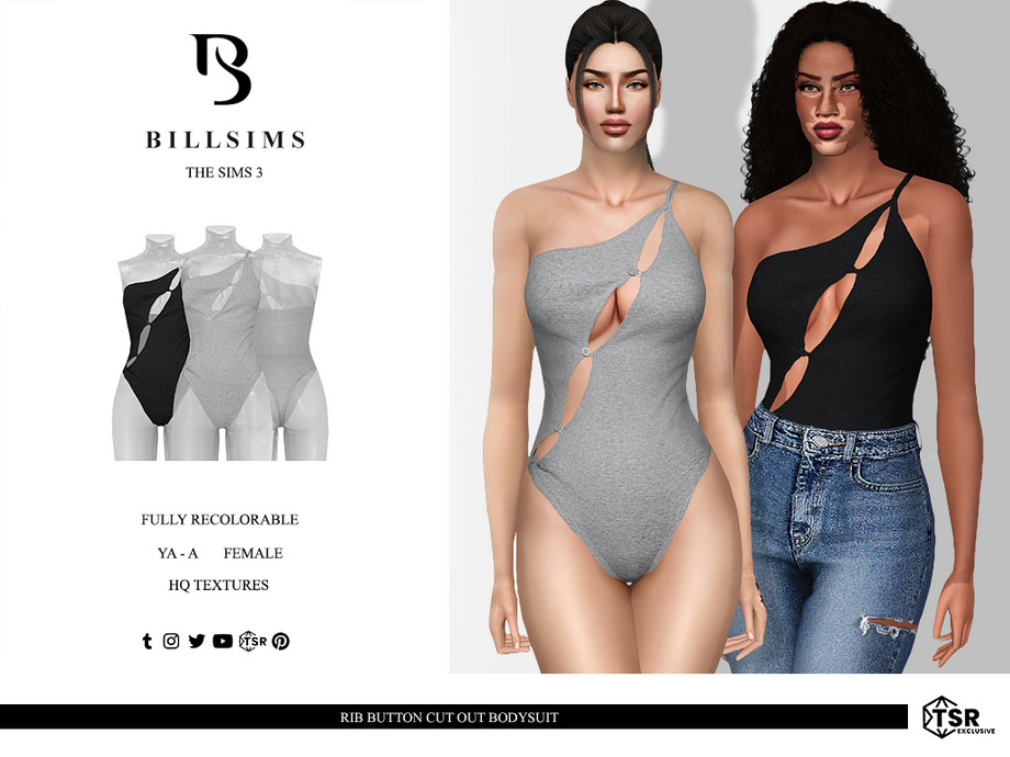 Боди Rib Button Cut Out для Симс 3