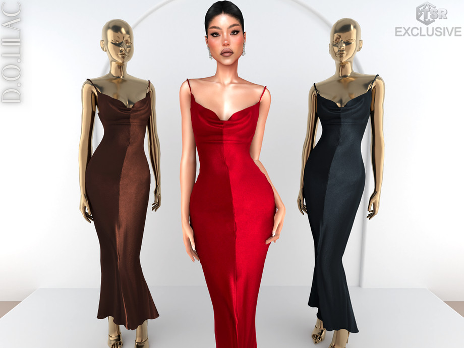 Draped Satin Maxi Slip Dress DO0964 1
