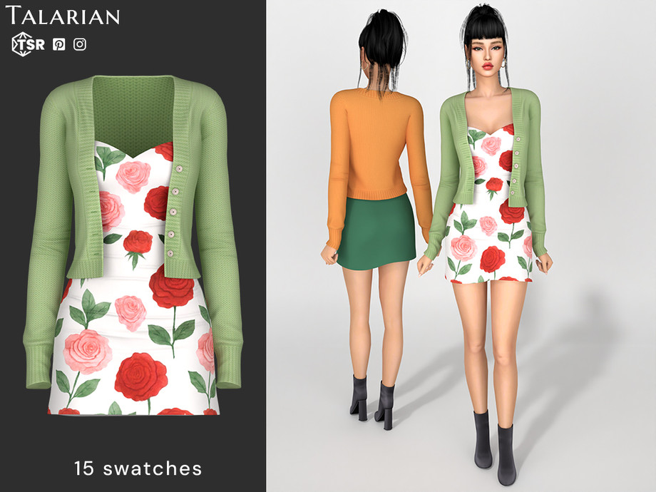 Jazlyn Dress and Knitted Cardigan Outfit 1