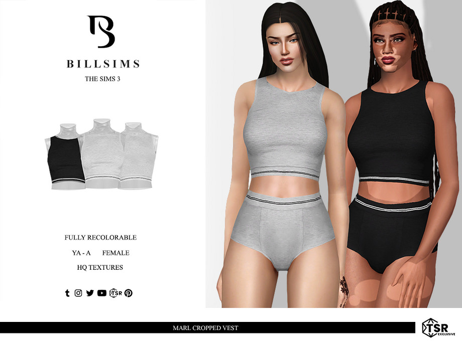 Топ Marl Cropped Vest для Симс 3