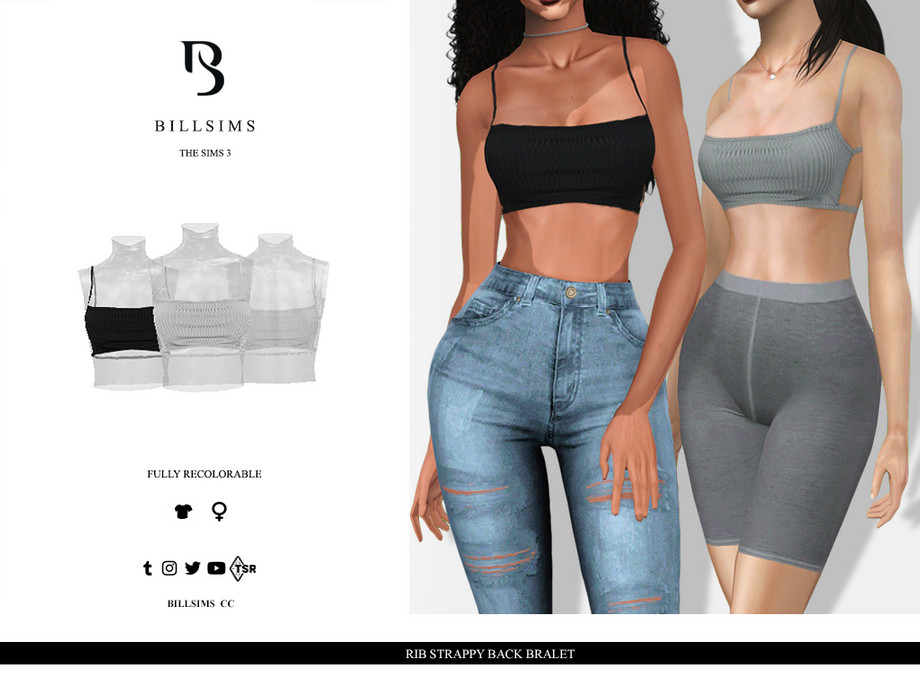 Бра Rib Strappy Back для Симс 3