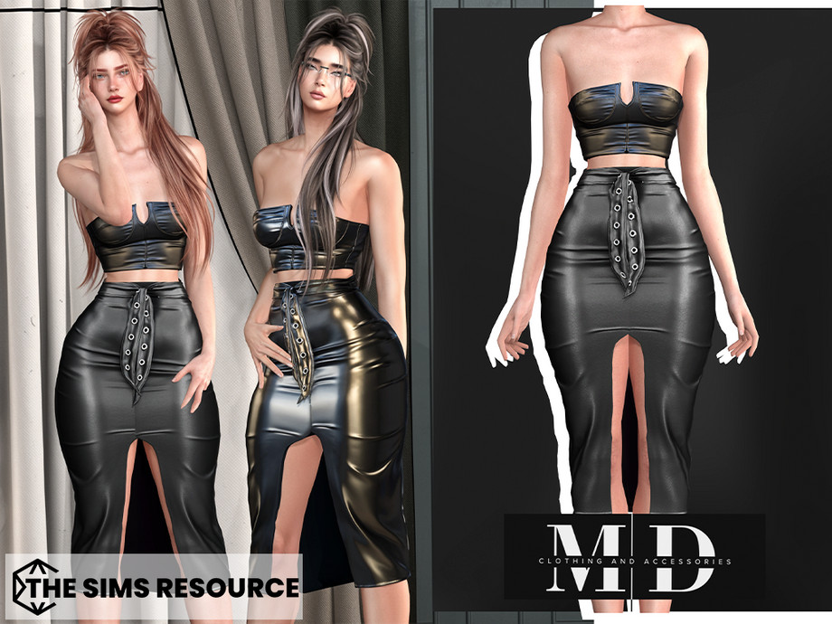 Sasha leather top and skirt set 1
