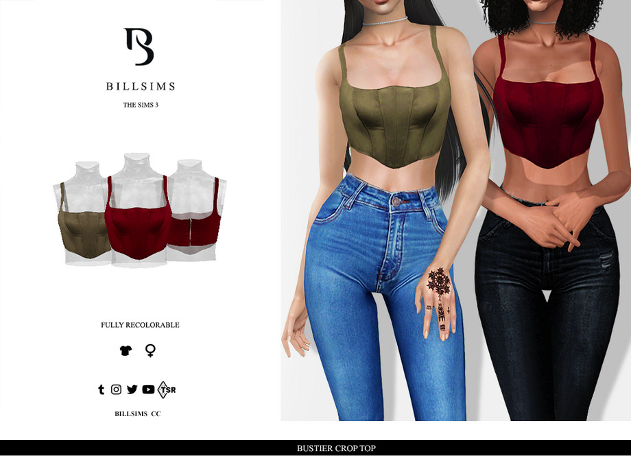 Топ Bustier Crop для Симс 3