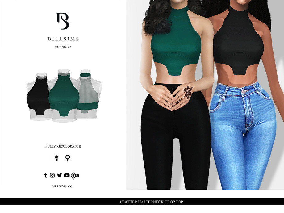 Топ Leather Halterneck Crop для Симс 3
