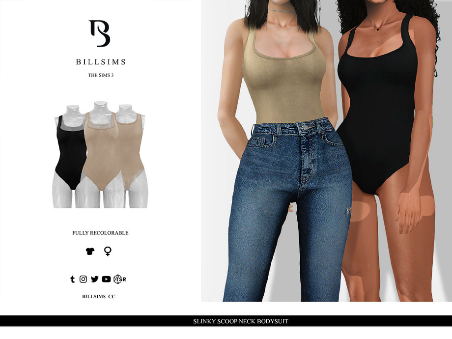 Боди Slinky Scoop Neck для Симс 3