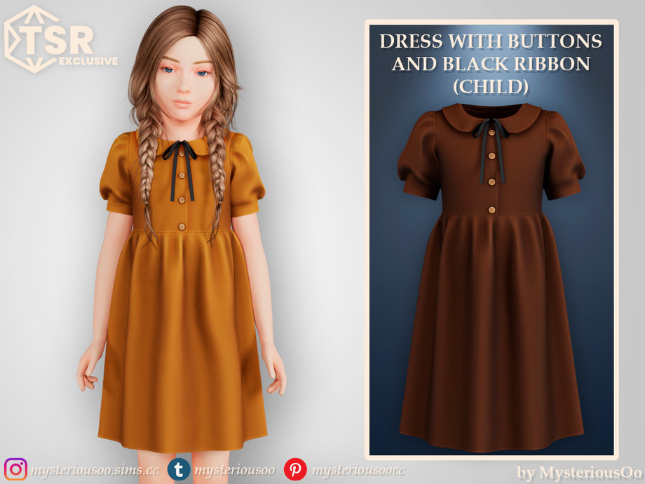 Dress with buttons and black ribbon Child 1