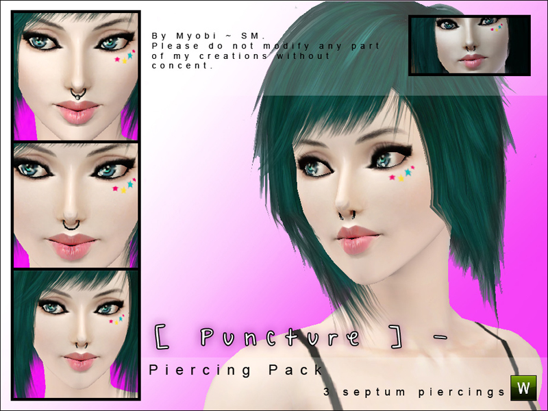 Пирсинг Septum Piercing Pack для Симс 3