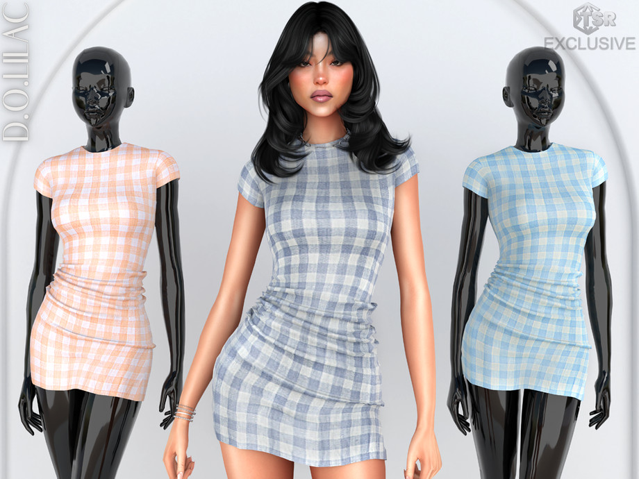 Plaid Strapless Cotton Mini Dress DO0844 1