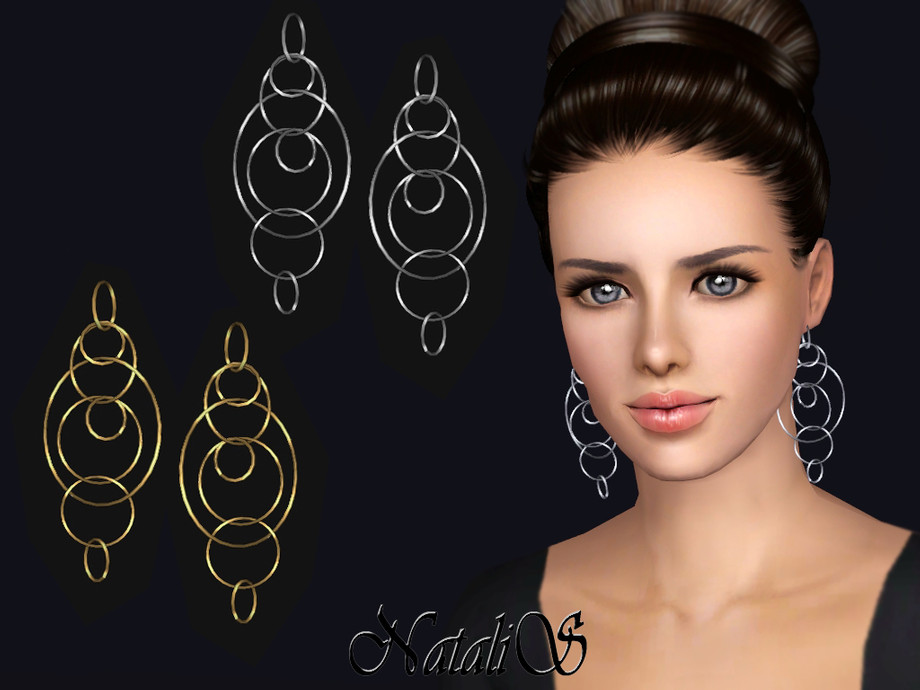 Серьги Long multiple hoops для Симс 3