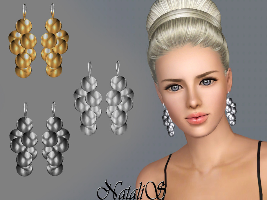 Серьги Metal daped disc earrings для Симс 3
