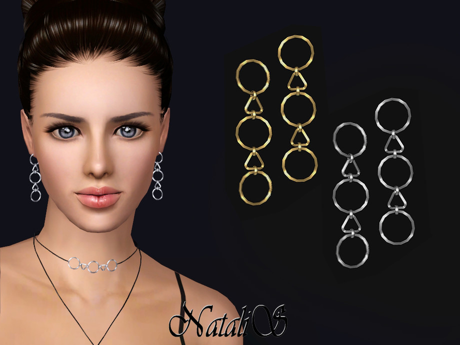 Серьги NataliS TS3 Geometric pendants drop для Симс 3