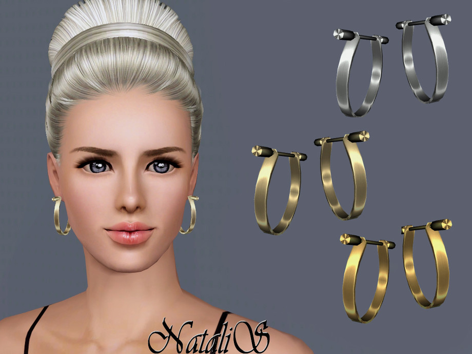 Серьги Tie-pin hoop earrings FT-FA для Симс 3