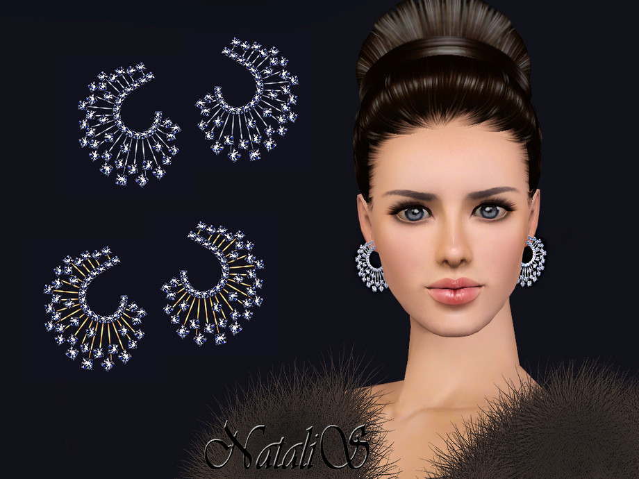 Серьги Winter crystals earrings FT-FA для Симс 3