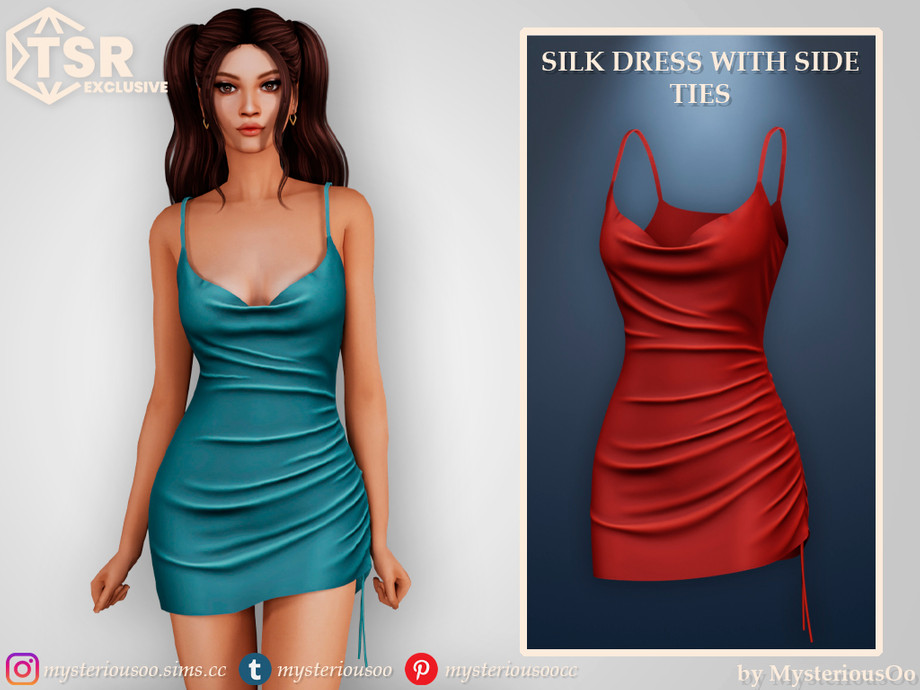Silk dress with side ties 1