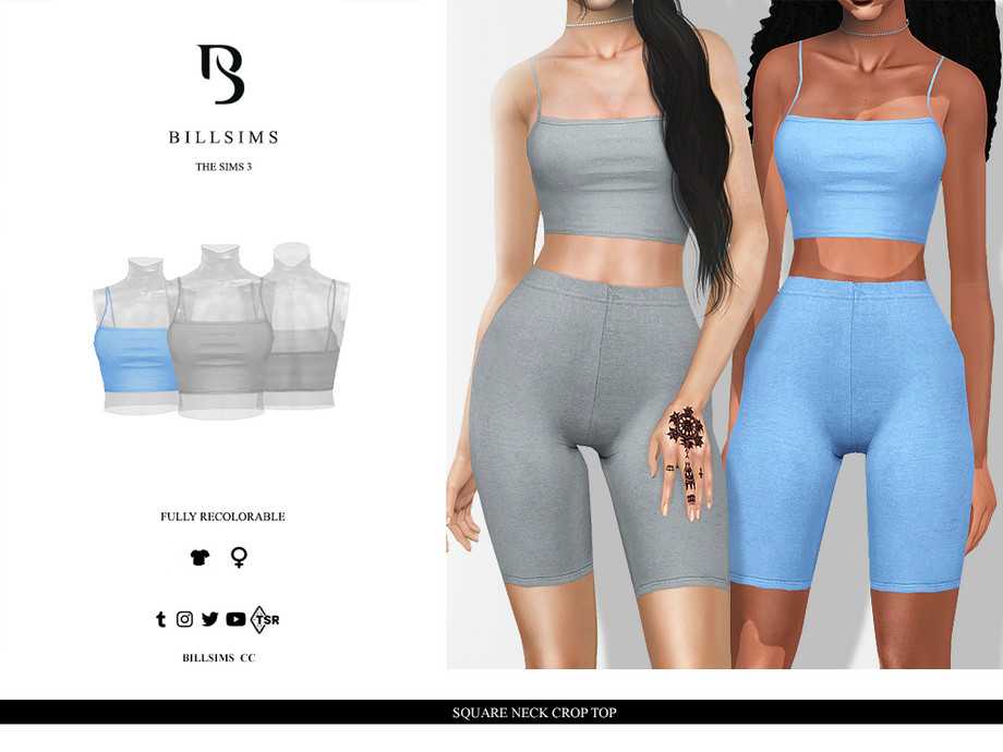 Спортивный топ Square Neck Crop для Симс 3