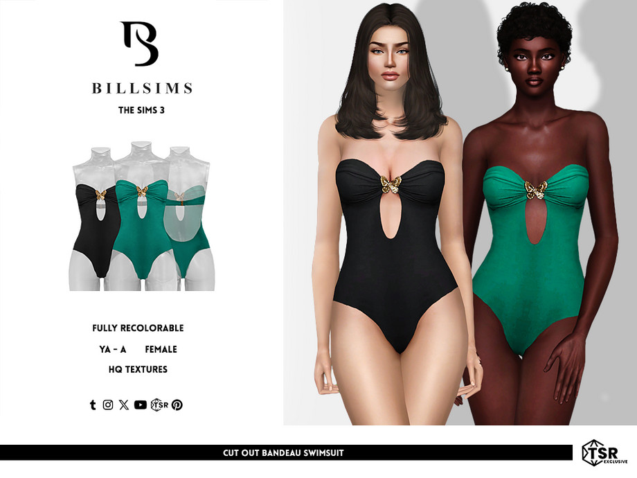 Купальник Cut Out Bandeau для Симс 3